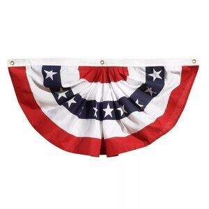 NWT - Annin 3 ft. x 6 ft. Pleated Fan Flag Bunting Patriotic Poly Cotton